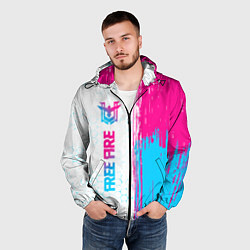 Ветровка с капюшоном мужская Free Fire neon gradient style: по-вертикали, цвет: 3D-черный — фото 2