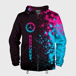 Ветровка с капюшоном мужская Mercedes - neon gradient: по-вертикали, цвет: 3D-черный