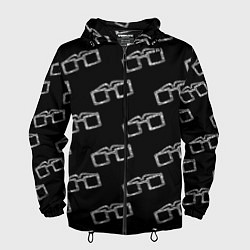 Ветровка с капюшоном мужская Модные очки черно-белый узор, цвет: 3D-черный
