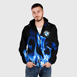 Ветровка с капюшоном мужская BMW fire, цвет: 3D-черный — фото 2