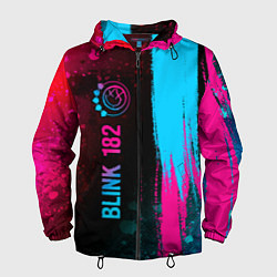 Ветровка с капюшоном мужская Blink 182 - neon gradient: по-вертикали, цвет: 3D-черный