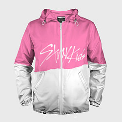 Ветровка с капюшоном мужская Stray Kids pink and white, цвет: 3D-белый