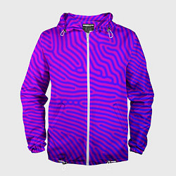 Ветровка с капюшоном мужская Фиолетовые линии, цвет: 3D-белый