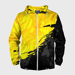 Ветровка с капюшоном мужская Black and yellow, цвет: 3D-белый