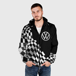 Ветровка с капюшоном мужская Volkswagen racing flag, цвет: 3D-черный — фото 2