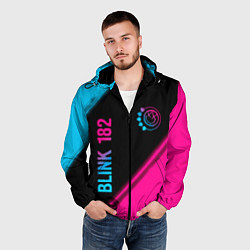 Ветровка с капюшоном мужская Blink 182 - neon gradient: надпись, символ, цвет: 3D-черный — фото 2