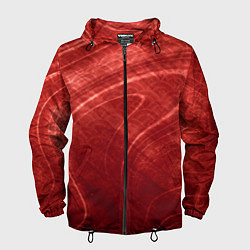 Ветровка с капюшоном мужская Текстура - Red wave, цвет: 3D-черный