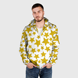 Ветровка с капюшоном мужская Жёлтые звезды, цвет: 3D-белый — фото 2