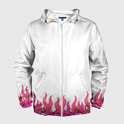 Ветровка с капюшоном мужская Розовые языки огня, цвет: 3D-белый