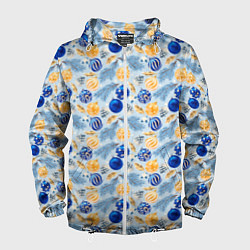 Мужская ветровка Шарики новогодние ёлочные, синие