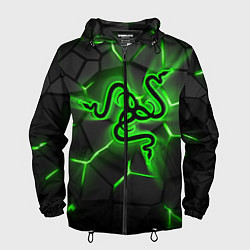 Ветровка с капюшоном мужская Razer neon logo, цвет: 3D-черный