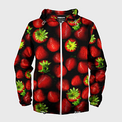 Ветровка с капюшоном мужская Клубничка - ягоды, цвет: 3D-белый