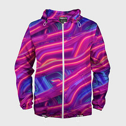Ветровка с капюшоном мужская Neon waves, цвет: 3D-белый