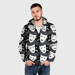 Ветровка с капюшоном мужская Две маски, цвет: 3D-черный — фото 2