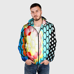 Ветровка с капюшоном мужская Shape abstract color, цвет: 3D-черный — фото 2