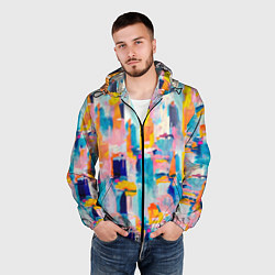 Ветровка с капюшоном мужская Живописные мазки краски, цвет: 3D-черный — фото 2