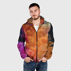 Ветровка с капюшоном мужская Разноцветный дым сгустки, цвет: 3D-черный — фото 2