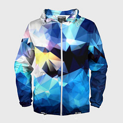Ветровка с капюшоном мужская Polygon blue abstract collection, цвет: 3D-белый
