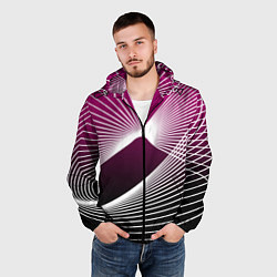 Ветровка с капюшоном мужская Авангардная растровая композиция, цвет: 3D-черный — фото 2