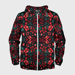 Мужская ветровка Растительный узор из красных цветов