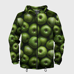 Ветровка с капюшоном мужская Сочная текстура из зеленых яблок, цвет: 3D-черный
