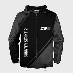 Ветровка с капюшоном мужская Counter Strike 2 glitch на темном фоне: надпись, с, цвет: 3D-черный