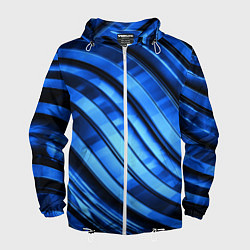 Ветровка с капюшоном мужская Темно-синий металлик, цвет: 3D-белый