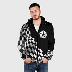 Ветровка с капюшоном мужская Jeep racing flag, цвет: 3D-черный — фото 2