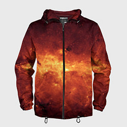 Ветровка с капюшоном мужская Огненная галактика, цвет: 3D-черный