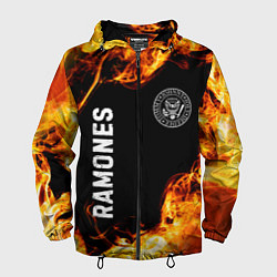 Ветровка с капюшоном мужская Ramones и пылающий огонь, цвет: 3D-черный