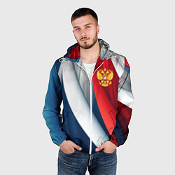 Ветровка с капюшоном мужская Герб России абстракция, цвет: 3D-белый — фото 2