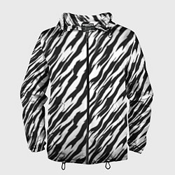 Ветровка с капюшоном мужская Полосатая шкура зебры, цвет: 3D-черный