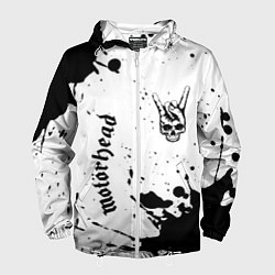 Ветровка с капюшоном мужская Motorhead и рок символ на светлом фоне, цвет: 3D-белый