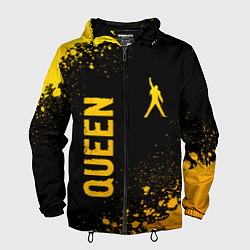 Ветровка с капюшоном мужская Queen - gold gradient: надпись, символ, цвет: 3D-черный