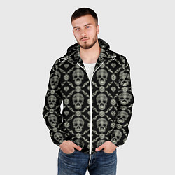 Ветровка с капюшоном мужская Узор с черепами Pattern with skulls, цвет: 3D-белый — фото 2