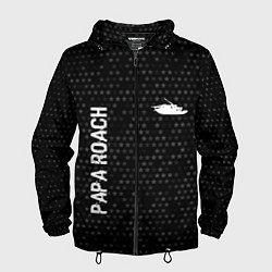 Ветровка с капюшоном мужская Papa Roach glitch на темном фоне: надпись, символ, цвет: 3D-черный