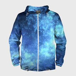 Ветровка с капюшоном мужская Яркие звёзды в космосе, цвет: 3D-белый