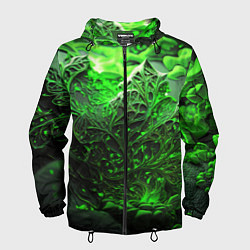 Ветровка с капюшоном мужская Зеленая кислота, цвет: 3D-черный
