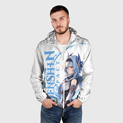 Ветровка с капюшоном мужская Genshin impact - Эола, цвет: 3D-белый — фото 2