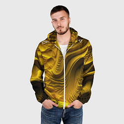 Ветровка с капюшоном мужская Объемная желтая текстура, цвет: 3D-белый — фото 2