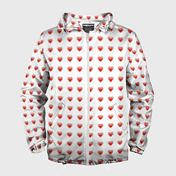 Ветровка с капюшоном мужская Сердце эмодзи, цвет: 3D-белый