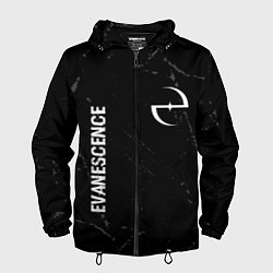 Ветровка с капюшоном мужская Evanescence glitch на темном фоне: надпись, символ, цвет: 3D-черный