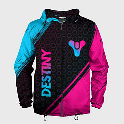 Ветровка с капюшоном мужская Destiny - neon gradient: надпись, символ, цвет: 3D-черный