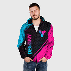 Ветровка с капюшоном мужская Destiny - neon gradient: надпись, символ, цвет: 3D-черный — фото 2