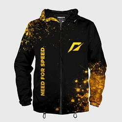 Ветровка с капюшоном мужская Need for Speed - gold gradient: надпись, символ, цвет: 3D-черный