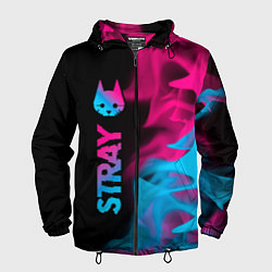 Ветровка с капюшоном мужская Stray - neon gradient: по-вертикали, цвет: 3D-черный