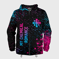 Ветровка с капюшоном мужская My Chemical Romance - neon gradient: надпись, симв, цвет: 3D-черный