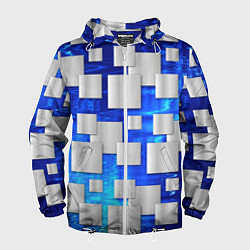 Ветровка с капюшоном мужская Стальные квадраты, цвет: 3D-белый