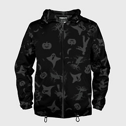 Ветровка с капюшоном мужская Хэллоуин тематика, цвет: 3D-черный