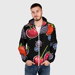 Ветровка с капюшоном мужская Плоды и ягоды, цвет: 3D-белый — фото 2
